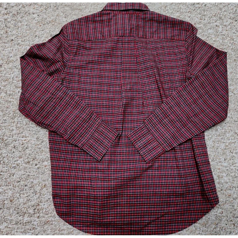 Ralph Lauren Kids Tartan Red Plaid Button Down Shirt Long Sleeve L 14-16